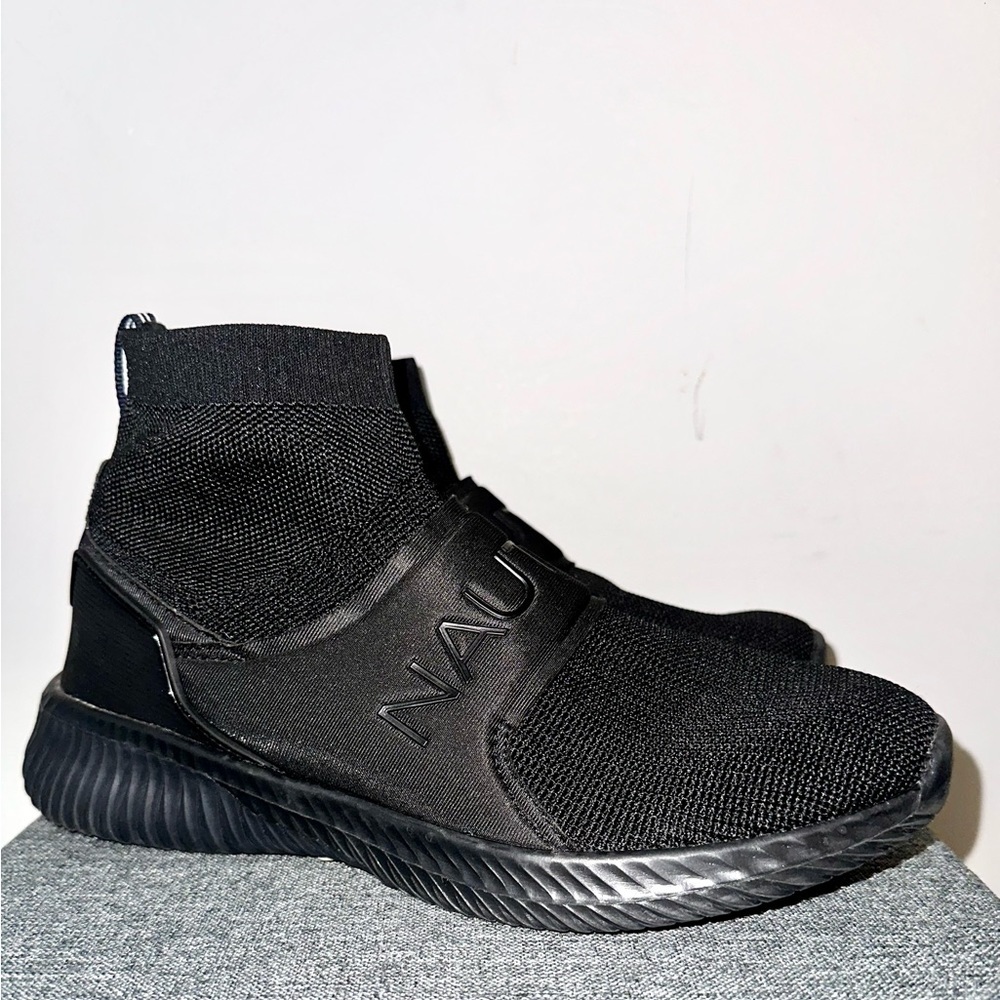 Nautica Mens High-Top Sock Sneaker with Extra Ankle Support Slip-On Black